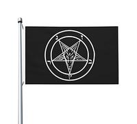 Drapeaux De Jardin Bouc De Mendès Pentagramme Satan Satanique Baphomet Bannière De Jardin Imperméabiliser Drapeaux Décoratifs D'Extérieur Pour Défilé Festivals Célébrations 90X150 CM