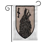 Drapeaux De Jardin Bouclier Avec Un Loup-Garou Et Rune Wolfsangel Est Isolé Toutes Les Saisons Bannière Extérieure Coupe-Vent Et Étancheune Pelouse Drapeaux Pour Balcon Fête Ferme 30X45Cm