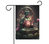 Drapeaux de jardin Bouddha V21 47 cm x 32 cm pour une décoration de fête tropicale hawaïenne en extérieur