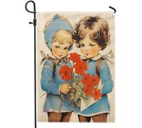 Drapeaux De Jardin Bouquet De Fleurs Victorien Vintage Mignon, Style Renaissance, Style Dessin Animé, Beige Médiéval Bannière Jardins Résistant Drapeaus Décoratif Pour 30X45CM