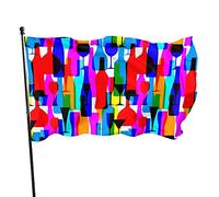 Drapeaux De Jardin Bouteilles Colorées Grand Drapeau Décoration Couleurs Vives Bannière, Pour Balcon, Jardin, D'Intérieur, 90x150cm