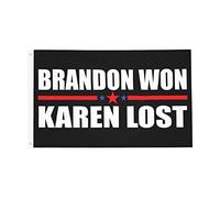 Drapeaux De Jardin Brandon Won Karen Lost Just Deal With It Funny American Bannières Extérieure Durable Drapeaus Décoratif Résistant Drapeau Fierté Pour Festivals Défilé Balcon 90X152CM