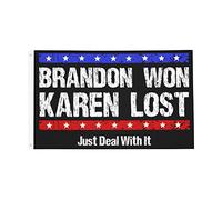 Drapeaux De Jardin Brandon Won Karen Lost Just Deal With It Funny Bannières Extérieure Imperméabiliser Bannière Jardins Couleurs Vives Drapeau Fierté Pour Festivals Balcon Défilé 90X152CM
