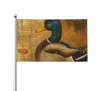 Drapeaux De Jardin Canard Colvert D'Automne Dans Le Lac Treer Drapeau Premium Garden Flag Pour Balcon Fête Patio Ferme 90X150 CM