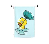 Drapeaux De Jardin Canard Sous La Pluie, Parapluie Renversé Par Le Vent Toutes Les Saisons Treer Drapeau Premium Pelouse Drapeaux Pour Balcon Fête Ferme 30X45Cm
