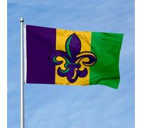 Drapeaux De Jardin Carnaval Fleur De Lis, Violet Vert Or Bannière Extérieure Toutes Les Saisons Treer Drapeau Décorations Drapeau Extérieur Pour Ferme Célébrations M