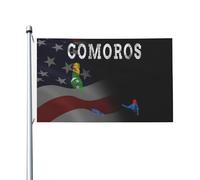 Drapeaux De Jardin Carte Des Comores Bannière Jardins Durable Drapeaus Décoratif Couleurs Vives Bannières Extérieure Pour Défilé Festivals Fête 90X152CM
