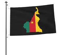 Drapeaux De Jardin Carte Du Cameroun Bannière Jardins Imperméabiliser Bannières Extérieure Couleurs Vives Drapeaus Décoratif Pour Fête Balcon Festivals 90X152Cm
