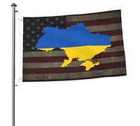 Drapeaux De Jardin Carte Du Drapeau De L'Ukraine Bannières Extérieure Decoration Drapeaus Décoratif Durable Bannière Jardins Pour Fête Festivals Défilé 90X152CM