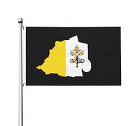 Drapeaux De Jardin Carte Du Relief De L'État De La Cité Du Vatican Drapeau Fierté Durable Drapeaus Décoratif Imperméabiliser Bannières Extérieure Pour Défilé Festivals Célébrations 90X152CM