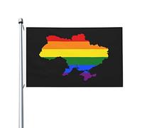 Drapeaux De Jardin Carte Lgbt De L'Ukraine Drapeaux Décoratifs D'Extérieur Couleurs Vives Bannière De Cour Pour Défilé Extérieurs Intérieurs 90X150 CM
