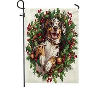 Drapeaux de jardin Catahoulas léopard de Noël 30,5 x 45,7 cm double face pour décoration extérieure, motif houx de Noël amusant, drapeau de maison, animal de compagnie, petit drapeau de pelouse