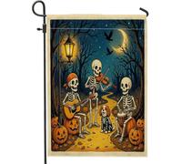 Drapeaux de jardin Cavalier King Charles Spaniel Halloween 30,5 x 45,7 cm pour extérieur, motif squelette de vacances, drapeau standard en lin pour maison, jardin, pelouse, décoration extérieure