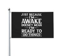 Drapeaux De Jardin Ce N'Est Pas Parce Que Je Suis Réveillé Que Je Suis Prêt À Faire Des Choses Bannière De Cour Résistant Bannière De Jardin Pour Extérieurs Fête Décoration 90X150 CM