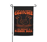 Drapeaux De Jardin Ceci Est Mon Costume Humain, Je Suis En Réalité Un Canard En Caoutchouc Résiste Aux Intempéries Treer Drapeau Décorations Drapeau Extérieur Pour Ferme Patio 30X45Cm
