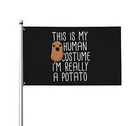Drapeaux De Jardin Ceci Est Mon Costume Humain, Je Suis Vraiment Une Patate Bannières Extérieure Imperméabiliser Bannière Jardins Résistant Drapeaus Décoratif Pour Festivals Défilé 90X152CM