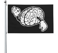 Drapeaux De Jardin Cerveau De Dessin Animé Grand Drapeau Couleurs Resistant Exterieur Lavable Bannière À Œillets, Pour Les Défilés, Balcon, D'Intérieur, 90x150cm