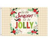 Drapeaux De Jardin C'Est La Saison D'Être Joyeux Hiver Noël Houx Baie Oiseau Fleur Plaid Garden Flag Pelouse Drapeaux Résiste Aux Intempéries Pour Célébrations Balcon Fête 90X150 Cm