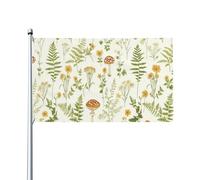 Drapeaux De Jardin Champignons Et Feuilles Botaniques Drapeau Extérieur Coupe-Vent Et Étancheune Treer Drapeau Pour Célébrations Patio Jardinage 90X150 CM