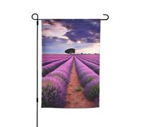 Drapeaux de jardin champs de lavande pour l'extérieur - 30,5 x 45,7 cm - Drapeau de jardin saisonnier double face avec œillets - Drapeau d'extérieur pour décoration de maison, toile de fond pour photo