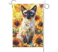Drapeaux De Jardin Chat Siamois Tournesol, Bienvenue Aux Amoureux Des Animaux Drapeau Fierté Couleurs Vives Drapeaus Décoratif Résistant Bannières Extérieure Pour Festivals Balcon Défilé 30X45CM