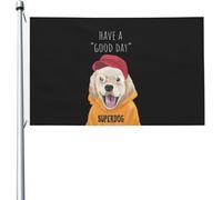 Drapeaux De Jardin Chien De Dessin Animé Mignon, Passez Une Bonne Journée Drapeau Extérieur Bannière Extérieure Toutes Les Saisons Pour Ferme Jardinage 90X150 Cm