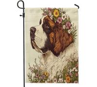 Drapeaux De Jardin Chien Saint-Bernard, Animal De Compagnie Printanier, Esthétique Et Cool Bannière Jardins Durable Bannières Extérieure Résistant Drapeaus Décoratif Pour Balcon Fête 30X45CM