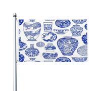 Drapeaux De Jardin Chinoiserie Folklorique Antique Bleue Et Blanche De Style Chinois Drapeau Paysage Personnalisés Imprimé Bannière, Pour Les Défilés, Les Bureaux, Balcon, 90X150Cm