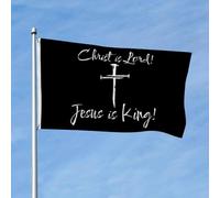 Drapeaux De Jardin Christ Est Seigneur, Jésus Est Roi Bannière Extérieure Toutes Les Saisons Drapeau Extérieur Résiste Aux Intempéries Treer Drapeau Pour Patio Balcon Fête M
