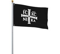 Drapeaux De Jardin Christianisme Ic Xc Nika Orthodoxie Orientale Décoratif Drapeaux 2 Œillets Métalliques Imprimé Bannière À Œillets, Pour Les Bureaux, Les Défilés, Balcon, 90x150cm