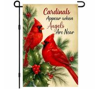 Drapeaux De Jardin Christmas Red Bird Pine Holly Angels Are Near Garden Flag Toutes Les Saisons Pelouse Drapeaux Coupe-Vent Et Étancheune Drapeau Extérieur Pour Célébrations Balcon Fête Ferme M