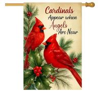 Drapeaux De Jardin Christmas Red Birds With Angels Are Near Quote Pelouse Drapeaux Premium Treer Drapeau Résiste Aux Intempéries Garden Flag Pour Jardinage Balcon Fête Célébrations M