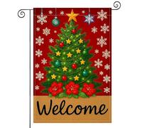 Drapeaux De Jardin Christmas Tree Holiday Tree With Red Flowers Décorations Treer Drapeau Résiste Aux Intempéries Pelouse Drapeaux Pour Célébrations Ferme S