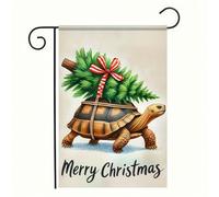 Drapeaux De Jardin Christmas Turtle Funny Turtle Carrying Christmas Tree Merry Christmas Premium Treer Drapeau Décorations Drapeau Extérieur Pour Ferme Jardinage M