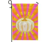 Drapeaux De Jardin Citrouille D'Automne Citrouille Blanche Avec Fond De Soleil Drapeau Fierté Durable Drapeaus Décoratif Résistant Bannières Extérieure Pour Festivals Défilé Fête 30X45CM