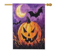 Drapeaux De Jardin Citrouilles D'Halloween Vintage, Chauves-Souris Effrayantes, Lunes Des Champs Effrayantes Drapeau Fierté Durable Drapeaus Décoratif Couleurs Vives Pour 30X45CM