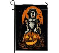 Drapeaux De Jardin Citrouilles Effrayantes Pour Chien Saint-Bernard D'Halloween Bannière Jardins Couleurs Vives Drapeau Fierté Imperméabiliser Drapeaus Décoratif Pour Défilé Balcon 30X45CM
