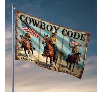 Drapeaux de jardin Code de cowboy amusant : valeurs d'honneur, d'intégrité et de respect pour dortoir, décoration de dortoir amusante pour les étudiants (60 x 90 cm)