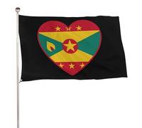 Drapeaux De Jardin Coeur Du Flag De La Grenade Décoratif Drapeaux Lavable Couleurs Vives Bannière À Œillets, Pour Les Bureaux, Les Défilés, Balcon, 90X150Cm