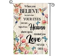 Drapeaux De Jardin Colibri Commémoratif L'Amour Ne Meurt Jamais Inscription Pour La Tombe Du Jour Double Face Drapeau De La Fierté Imperméable Bannière De Cour Pour Fête Ferme 12X18 Inch