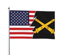 Drapeaux De Jardin Collier D'Artillerie De Campagne De L'Armée Américaine En Laiton Et En Amérique Bannière De Cour Vintage Bannières Extérieure Pour Pelouse Vacances Célébrations 90X150 CM