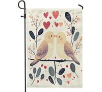 Drapeaux de jardin colombes en forme d'oiseau de 30,5 x 45,7 cm double face pour l'extérieur, la Saint-Valentin, jolies branches d'arbre avant, cour, arrière-cour, drapeaux verticaux de maison