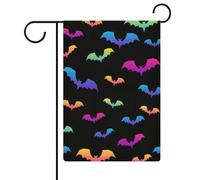 Drapeaux de jardin colorés à motif de chauves-souris néon, double face, pour décoration extérieure, 32 x 47 cm