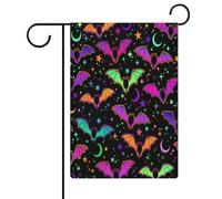 Drapeaux de jardin colorés, chauves-souris, étoiles, lune, double face, pour décoration extérieure, 32 x 47 cm