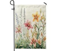 Drapeaux de jardin colorés de printemps 30,5 x 45,7 cm double face pour décoration extérieure, joli drapeau floral en toile pour maison, fleur sauvage, petit drapeau de pelouse