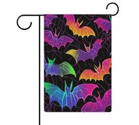 Drapeaux de jardin colorés en néon, chauves-souris et sorcières, double face, pour décoration extérieure, 32 x 47 cm