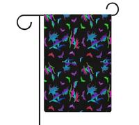 Drapeaux de jardin colorés en néon, chauves-souris et sorcières, double face, pour décoration extérieure, 32 x 47 cm