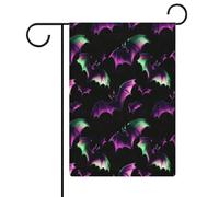 Drapeaux de jardin colorés pour Halloween, chauves-souris néon, double face, pour décoration extérieure, 32 x 47 cm