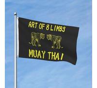 Drapeaux De Jardin Combattant De Muay Thaï Twin Tiger Art 8 Membres Toutes Les Saisons Bannière Extérieure Coupe-Vent Et Étancheune Pelouse Drapeaux Pour Célébrations Balcon Fête Patio 90X150Cm