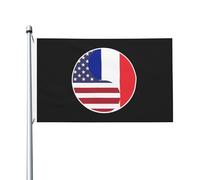 Drapeaux De Jardin Combinaison Ying Yang De L'Amérique Et De La France Bannière De Cour Imperméabiliser Bannières Extérieure Pour Jardins Vacances Balcon 90X150 CM